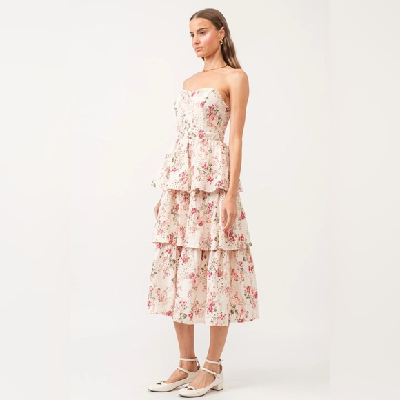 SOFIE THE LABEL
FLORAL CORSET TIERED MIDI
DRESS Size S - Picture 4 of 10